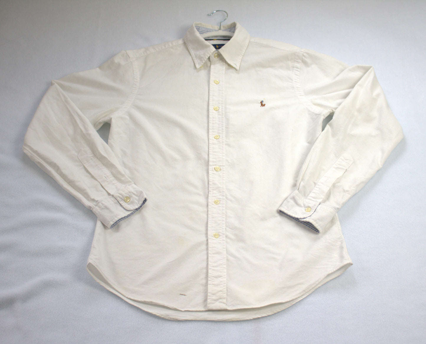 Ralph Lauren, White, Button down Smart Collar, Slim Fit size Medium, Used - Medium Condition